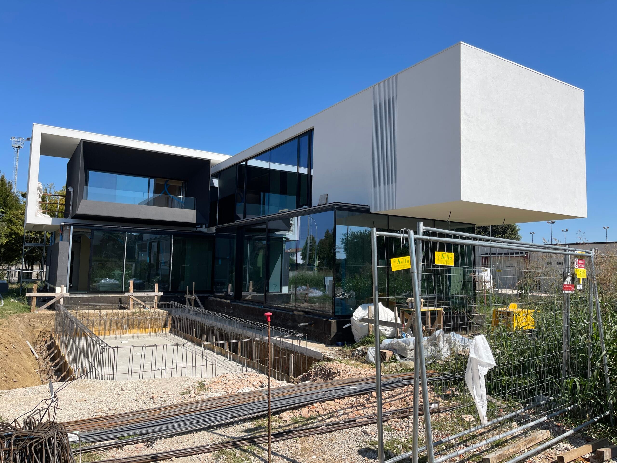 a building with a glass wall
