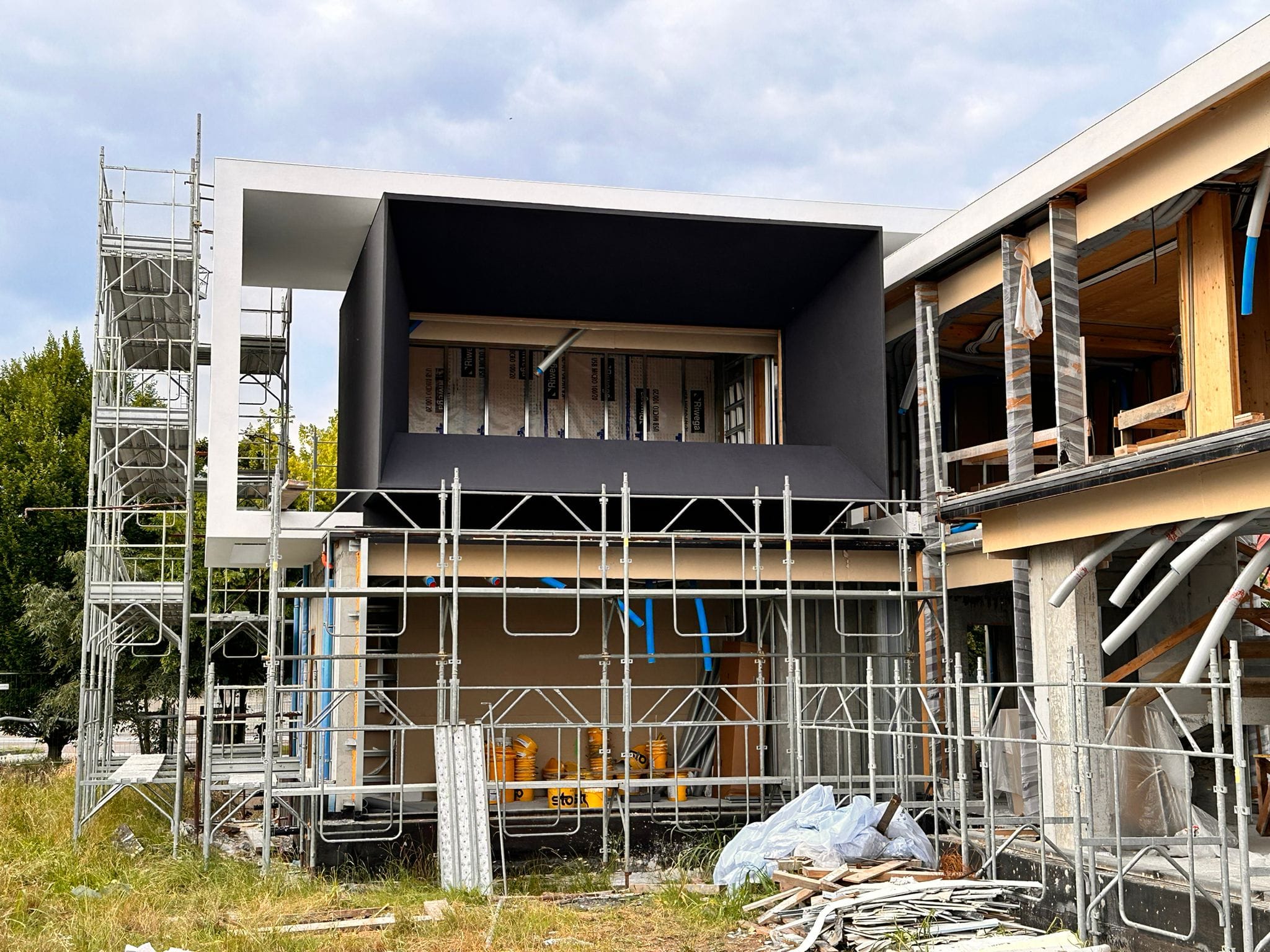 a building under construction with scaffolding