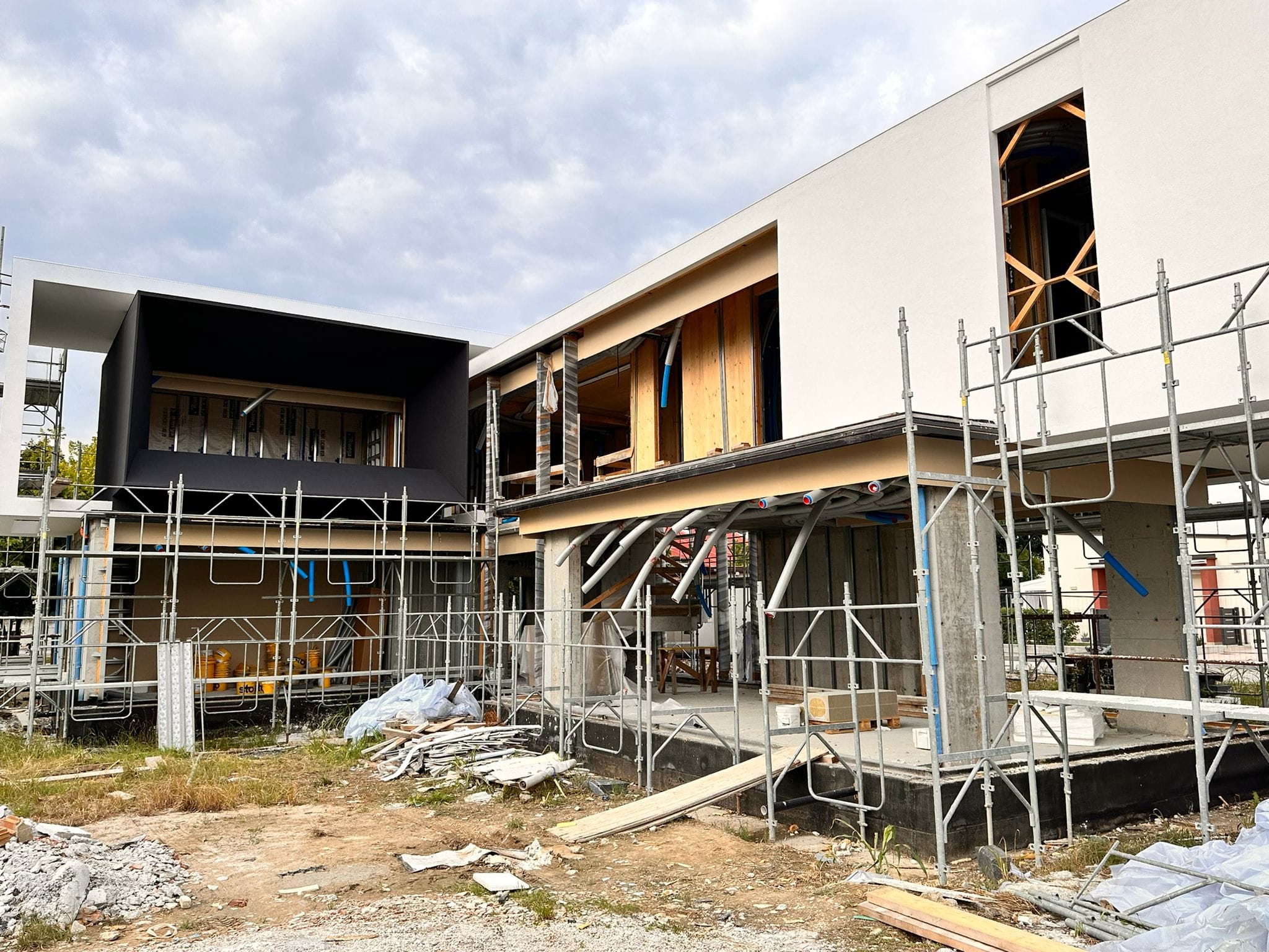 a building under construction with scaffolding