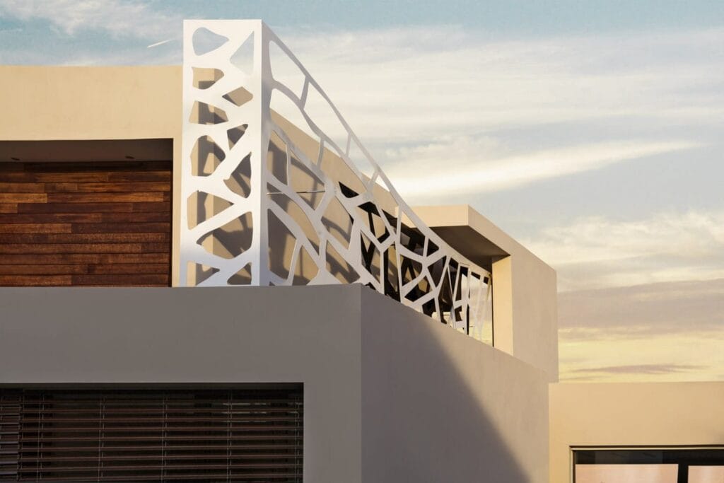 Costruire una villa di lusso 10 Dettaglio della facciata con schermo decorativo, SD Home a Soave