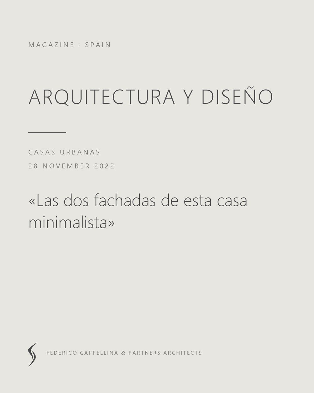 Minimalist house Verona: card of the publication of 28 November 2022