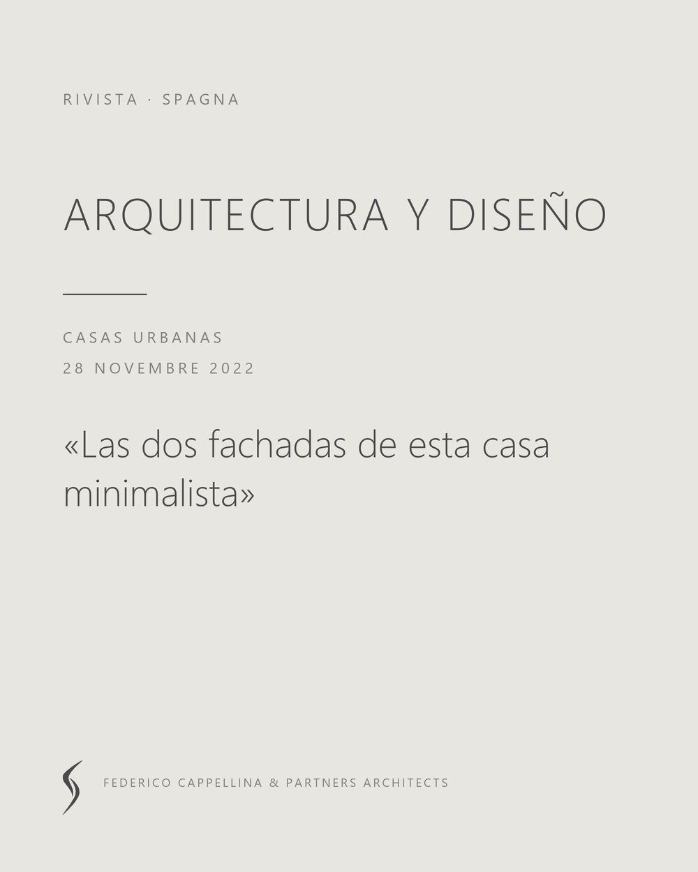 Press: pubblicazioni su riviste di architettura 4 Casa minimalista Verona – Arquitectura y Diseño: scheda della pubblicazione del 28 novembre 2022