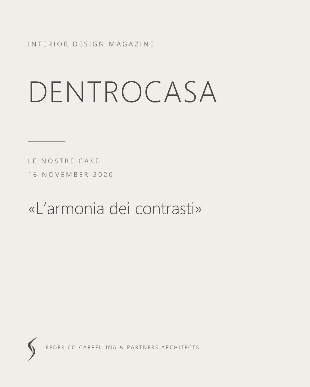 Villa MD Home – Dentrocasa: card of the publication of 16 November 2020